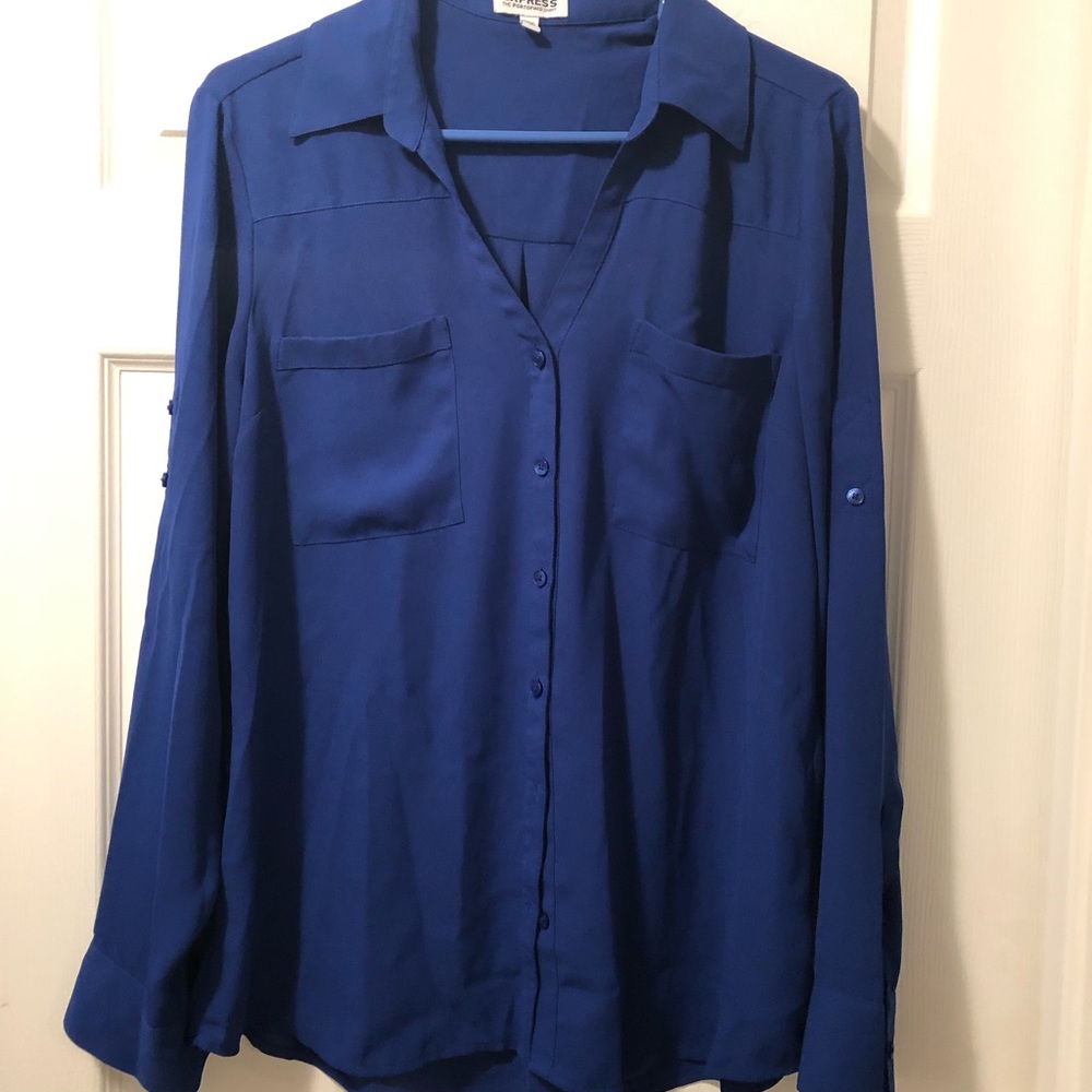 Express Royal Blue Portofino blouse, Size L
